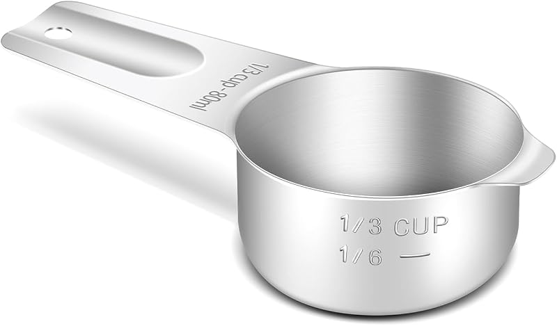 Taza medidora 1/3 taza acero inox con cuchara