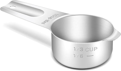 Taza medidora 1/3 taza acero inox con cuchara