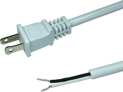 Cable alimentación 2 clavijas 6ft SJTW 18AWG blanco
