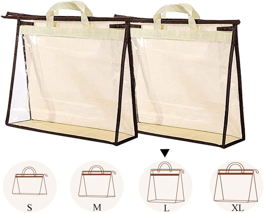 2 bolsas colgantes transparentes con cremallera crema
