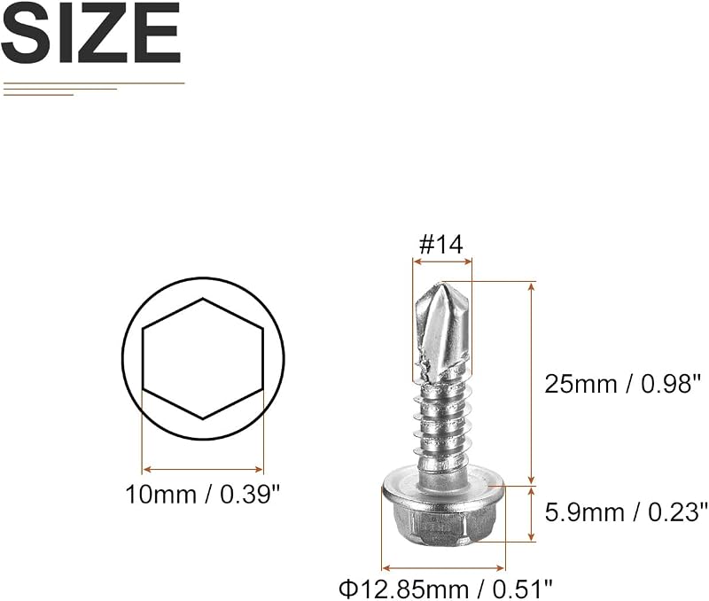 Tornillos auto perforantes acero inox 410 100 Uds