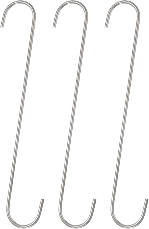 3 Ganchos en S de 12pulg Acero Manganeso para Organizar Cocina