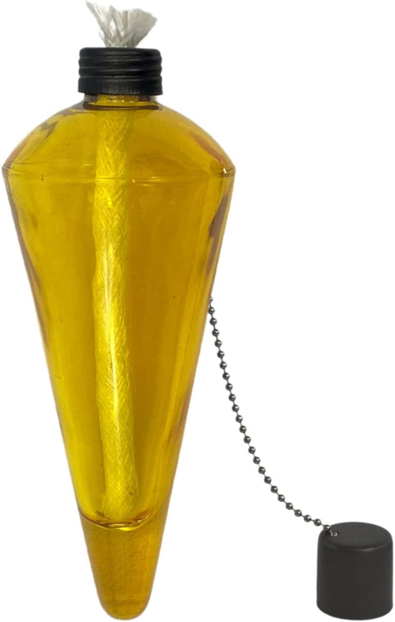 Recipiente vidrio antorcha jardín 8" mecha fibra snuffer