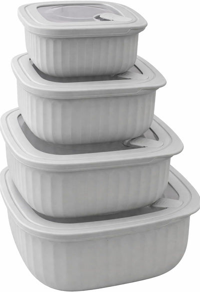 Set 4 Recipientes Cuadrados Sin BPA para Microondas