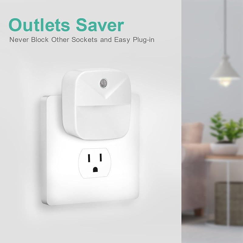 6 Luces Nocturnas Enchufables LED Blancas Cálidas Sensor