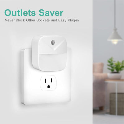 6 Luces Nocturnas Enchufables LED Blancas Cálidas Sensor
