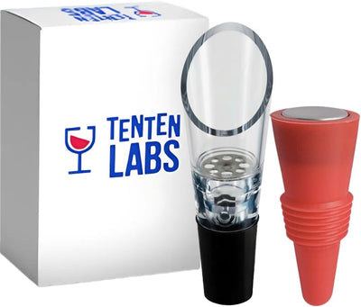 Vertedor aireador vino y tapón 2 en 1 con caja regalo rojo