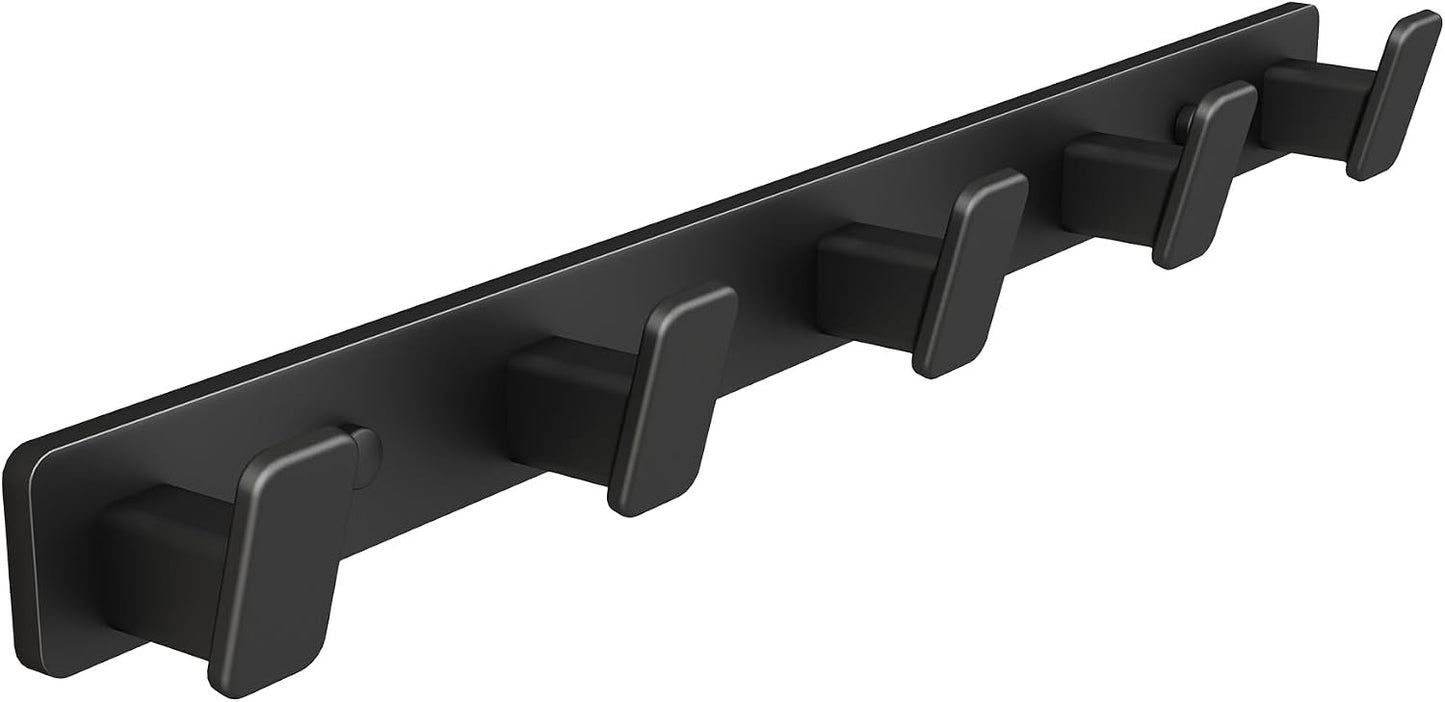 Perchero pared negro 5 ganchos resistente
