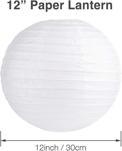12 Faroles Redondos Papel Blanco 12pulg Decoración Bodas
