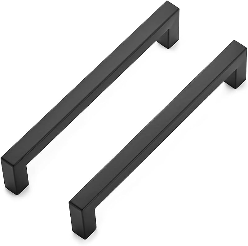 10 Manijas cuadradas cajón cocina 6.25" negro mate