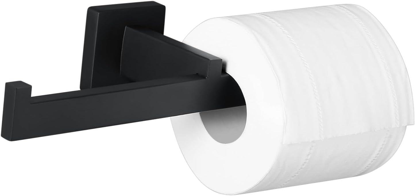 Soporte papel higiénico doble rollo acero inox 2en1 negro mate