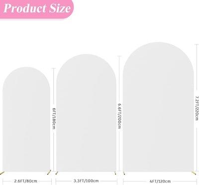 3 Soportes Arco Metal Fundas Blancas 7.2x6.6x6ft Fiesta Boda