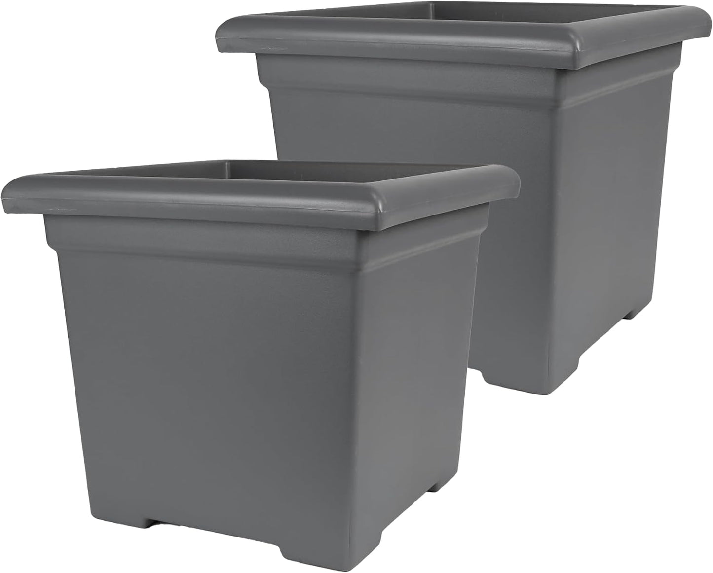 Macetas cuadradas plástico 15.5" drenaje pack 2 jardín