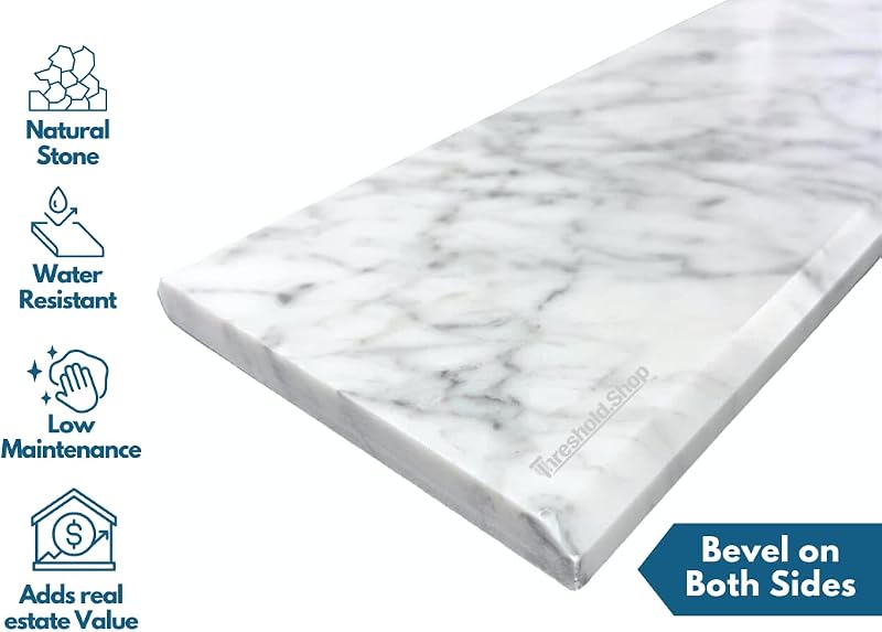 Bisel doble umbral mármol Carrara blanco 6x36pulg
