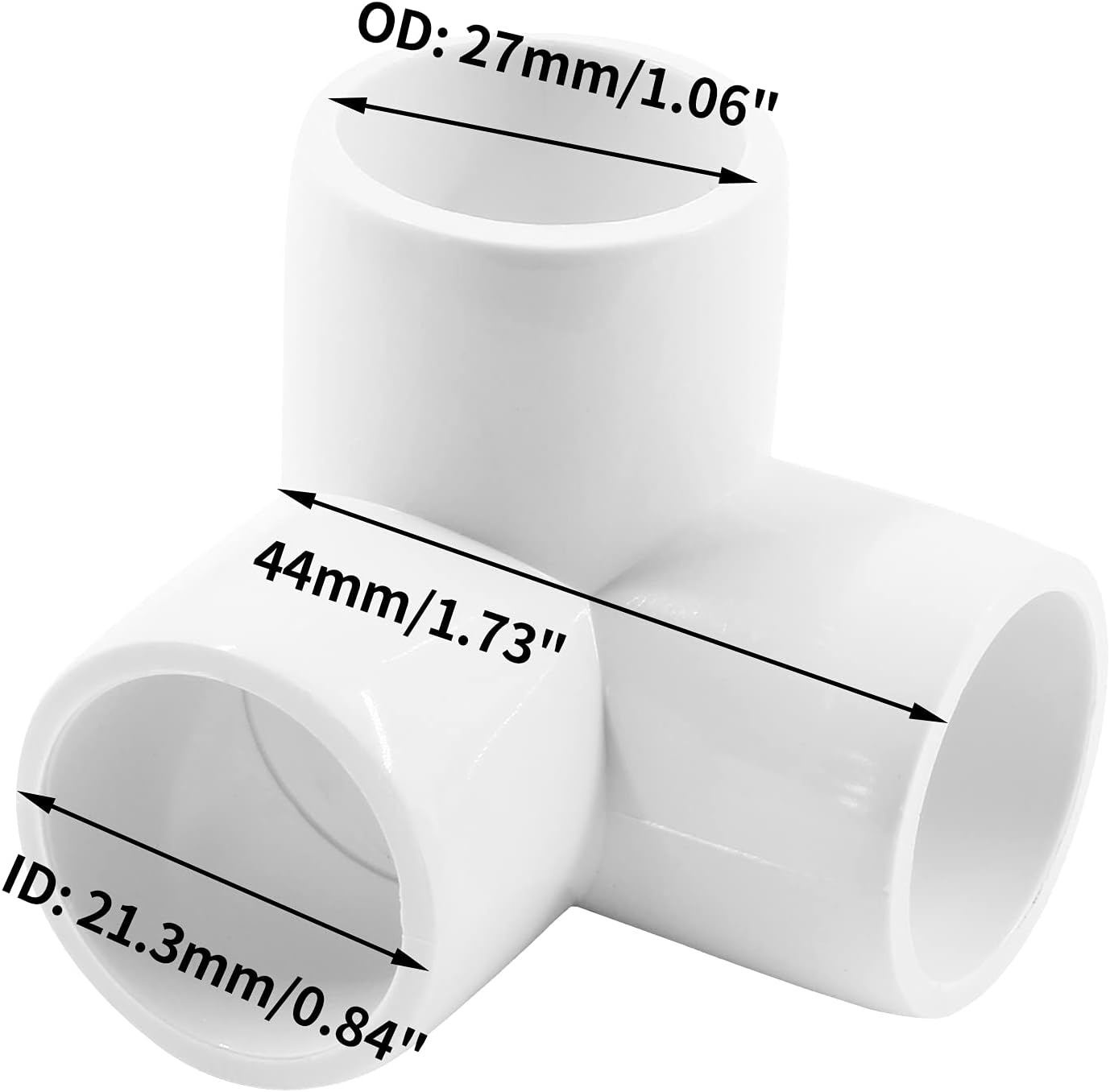 12 Codos PVC 1/2pulg 3 Vías Blanco para Invernadero