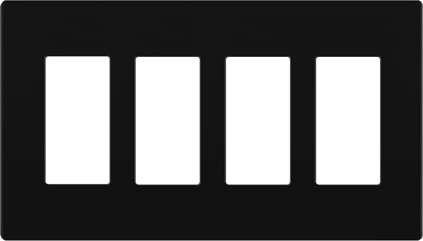 Placa interruptor 4 segmentos acabado mate negro