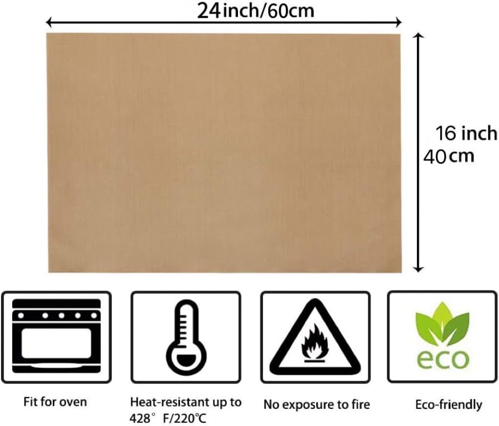 Forro horno antiadherente 6 pzas reutilizables 16x24pulg