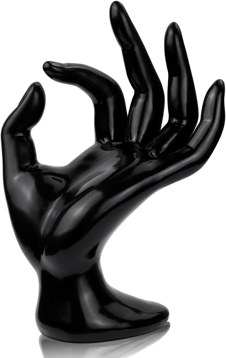 Soporte mano para anillos y relojes estético negro