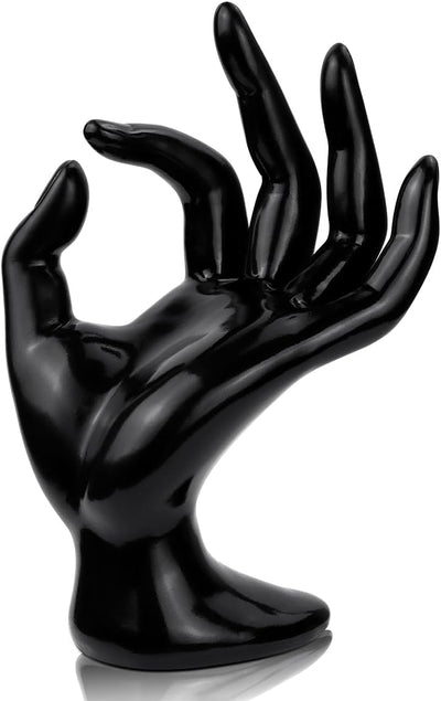 Soporte mano para anillos y relojes estético negro