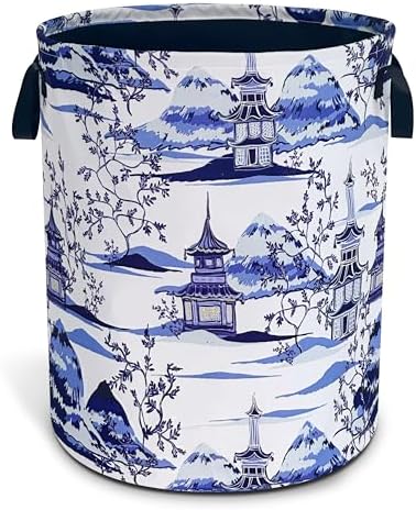 Cesta lavandería porcelana tela Oxford 18.9x16.5pulg plegable