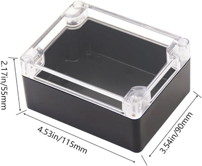 Caja conexiones IP65 plástico ABS negro transparente 4.53x3.54x2.17