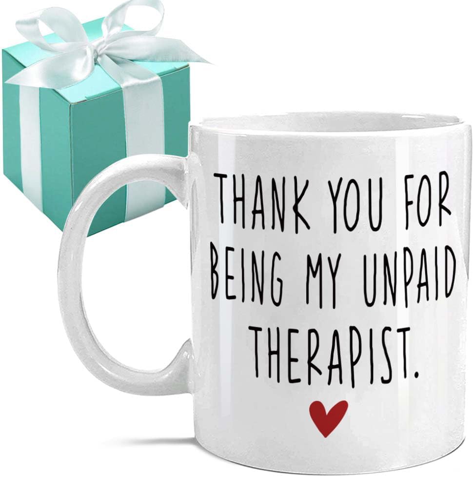 Taza 11oz regalo amistad texto 'Thank You for Being My Unpaid Therapist'