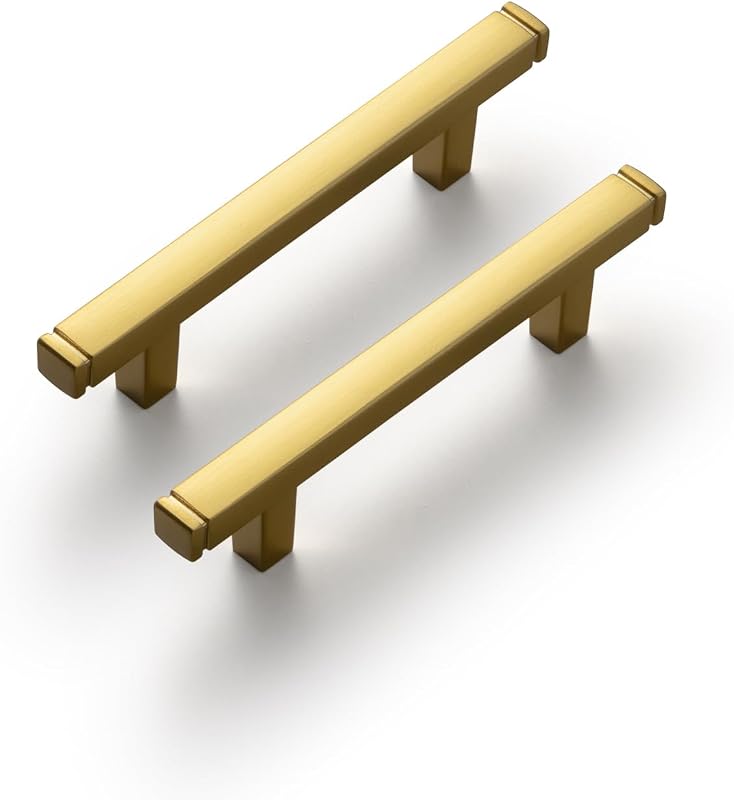 Tiradores cajón oro cepillado 3" pack 6 gabinetes cocina