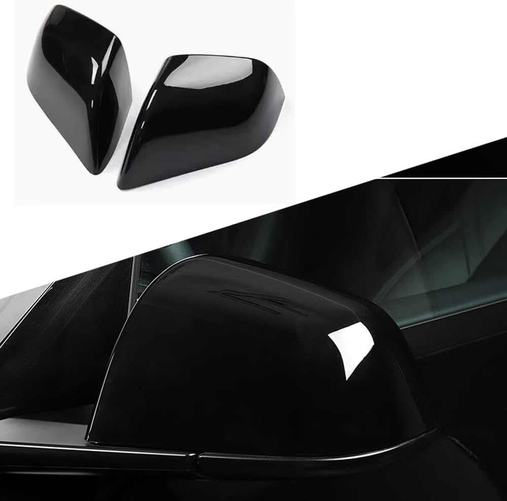 2 Fundas Espejo Lateral ABS Tesla Antiarañazos Negro