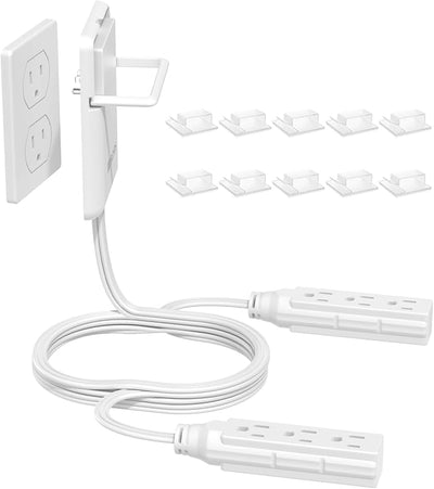 Cable extensión plano 6 pies 6 tomas ETL 1625W cubierta niños blanco
