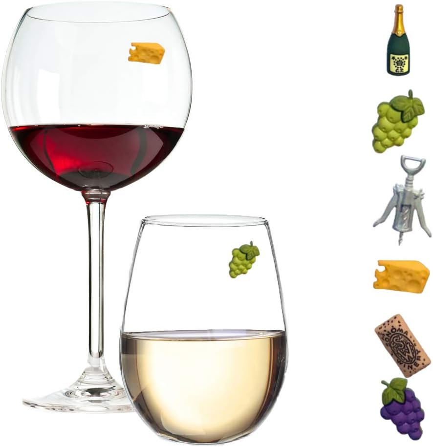 Encantos magnéticos para copas de vino set 6 marcadores
