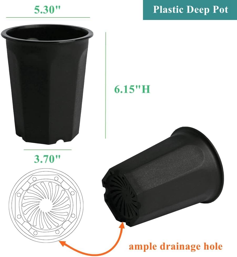 10 Macetas Plástico Negro 5.3" para Vivero y Suculenta