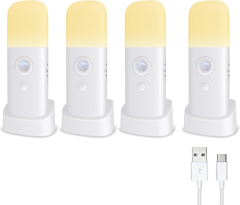 Luz nocturna sensor movimiento recargable ajustable pack 4