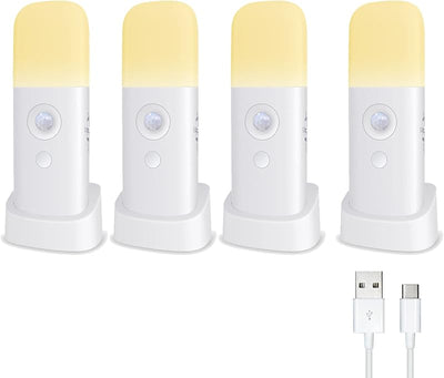 Luz nocturna sensor movimiento recargable ajustable pack 4