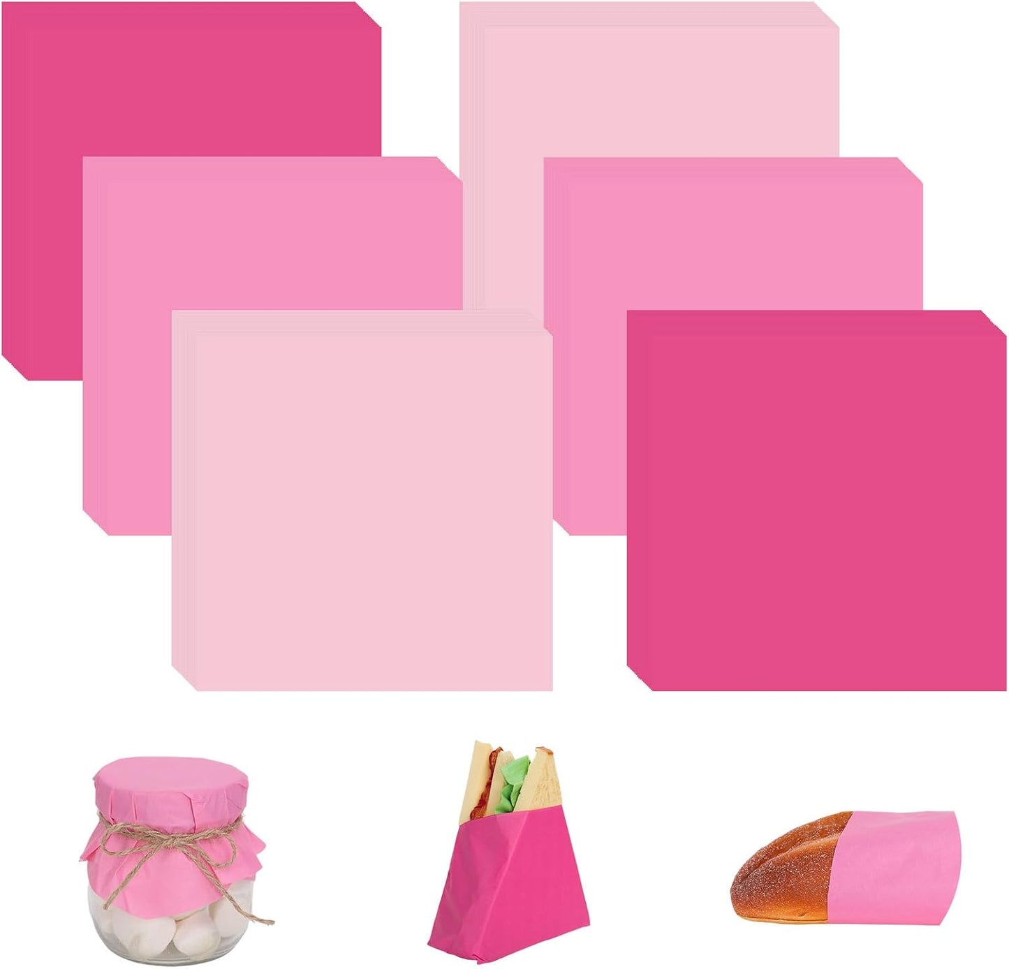 240 Hojas Papel Cera Rosa para Envolver Sandwiches y Alimentos