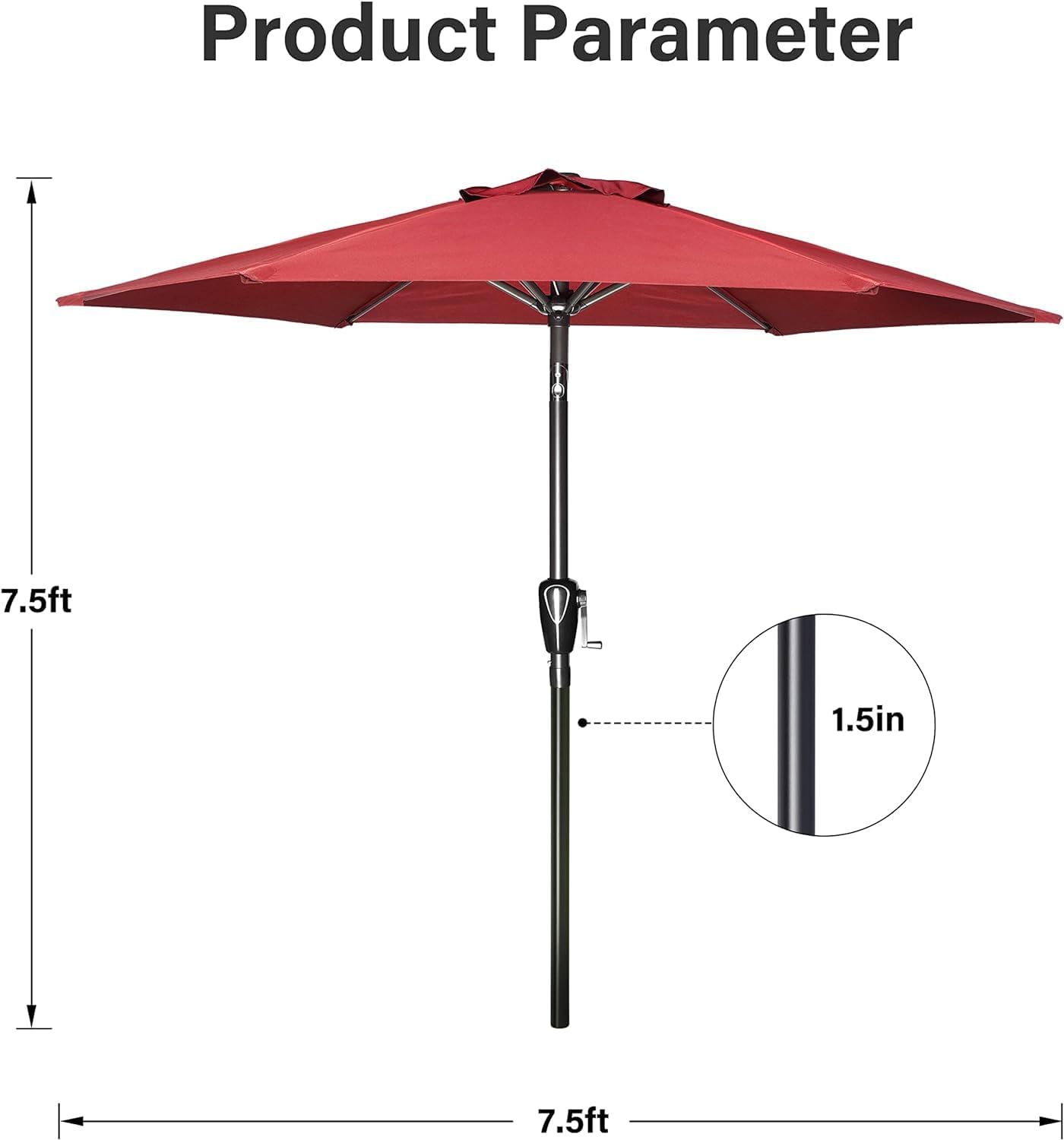 Paraguas 9ft para patio jardín con botón inclinación