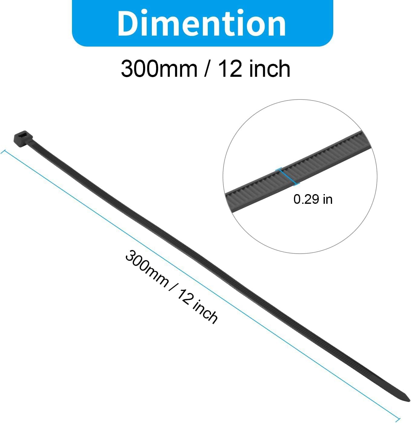 Bridas negras 12pulg resistencia 120lbs pack 1000