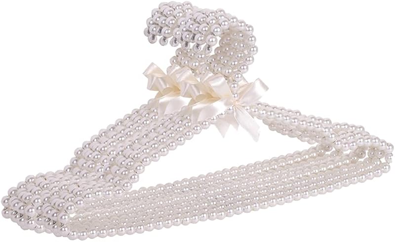10 Pzas Perchas Plástico con Perlas 16pulg Blanco