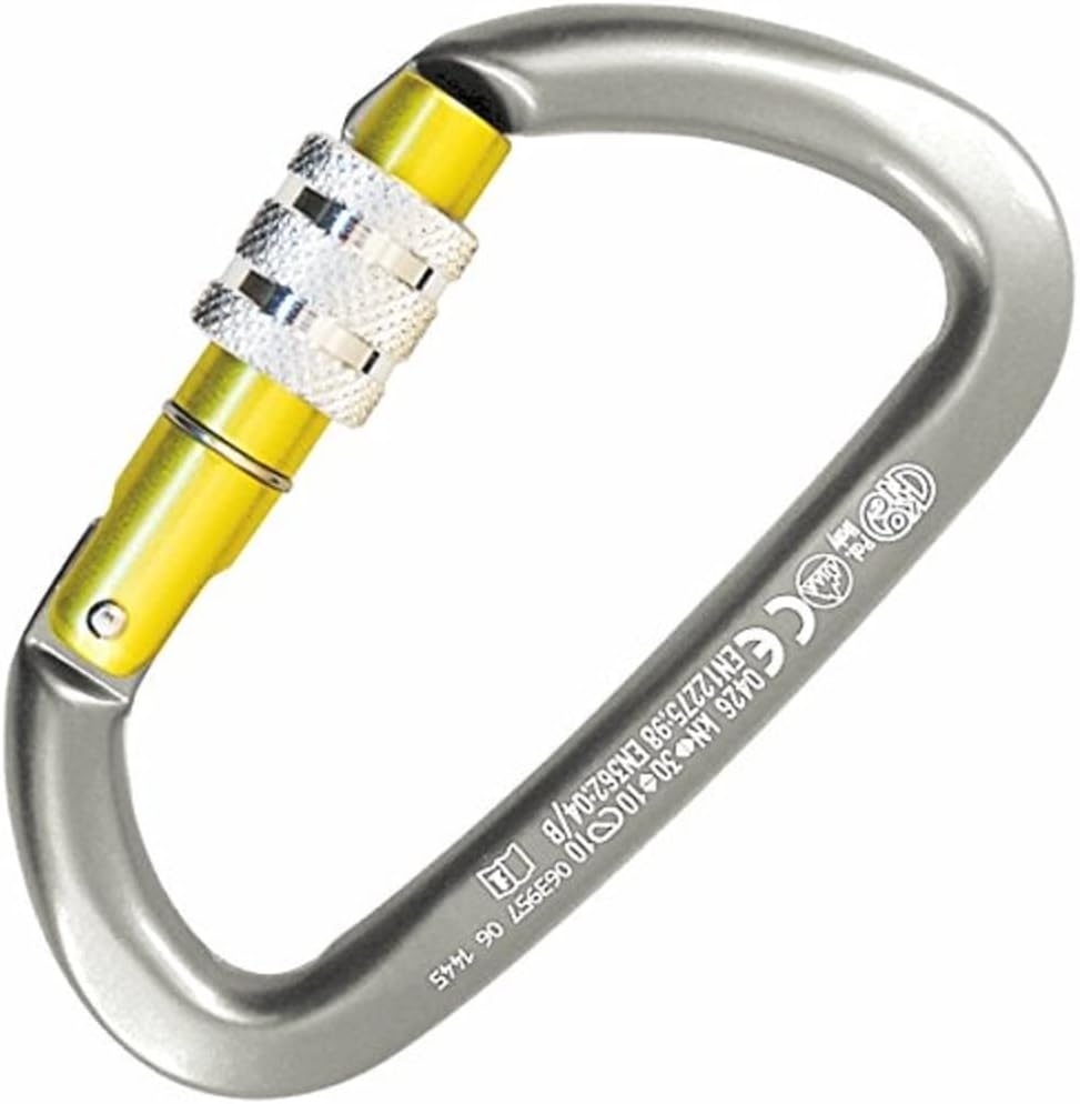 Mosquetón D aluminio resistente 30kN para escalada