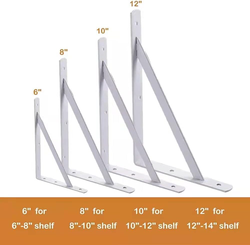 Soportes metal triangulares 6pulg pack 4 estantes flotantes blanco