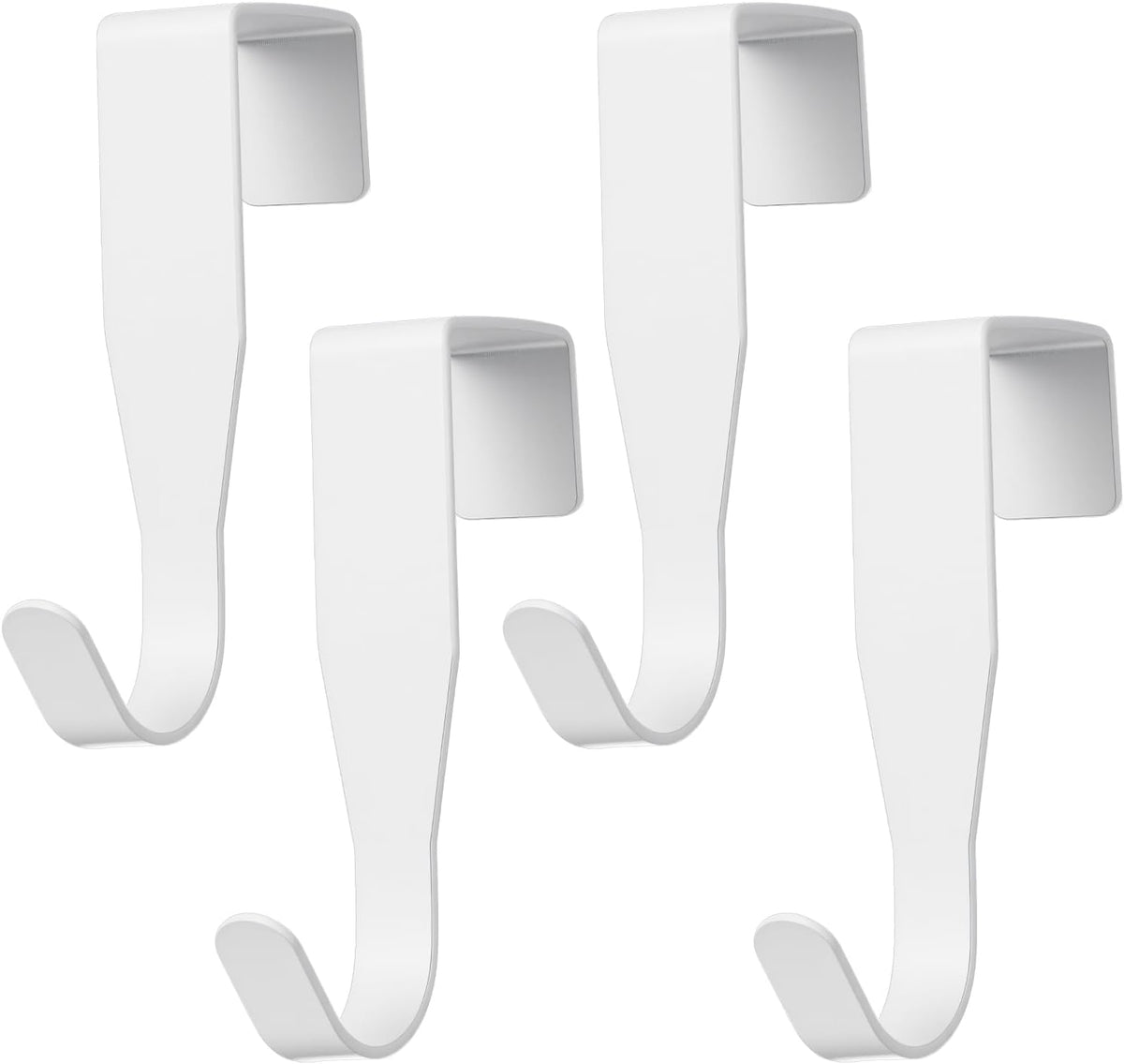 4 Pzas Gancho Acero Carbono para Puerta 0.6pulg Blanco