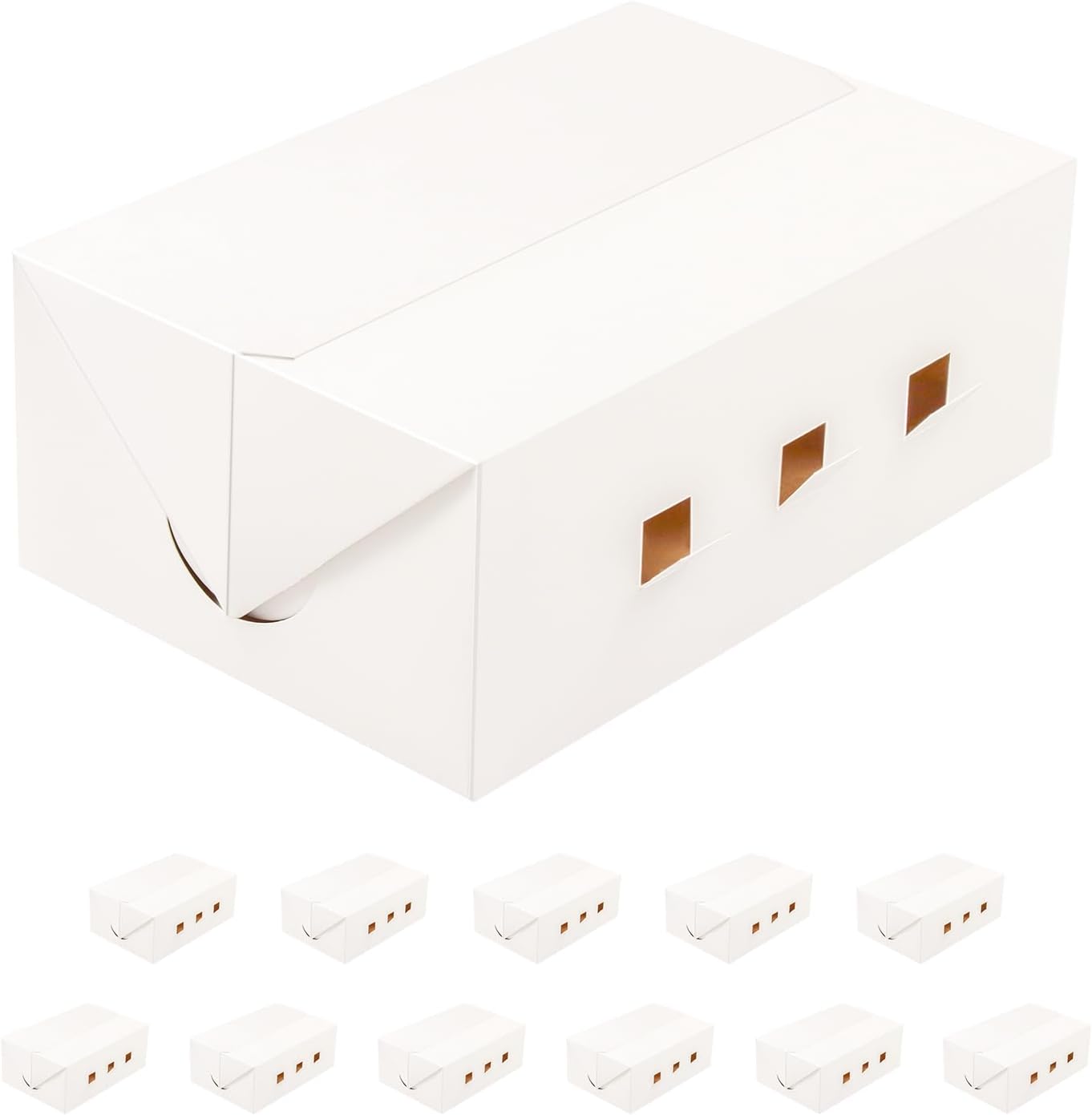 12 Cajas Almuerzo Cartón Blanco 9x6x3.5pulg Catering