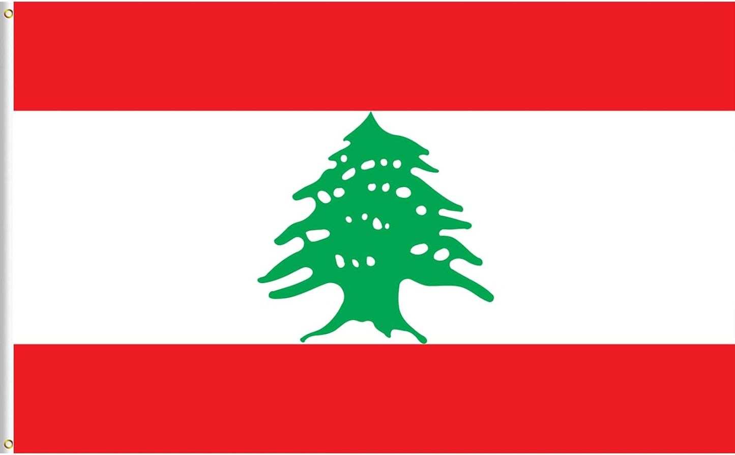 Bandera Líbano 3x5ft pancarta poliéster duradera 2 ojales latón