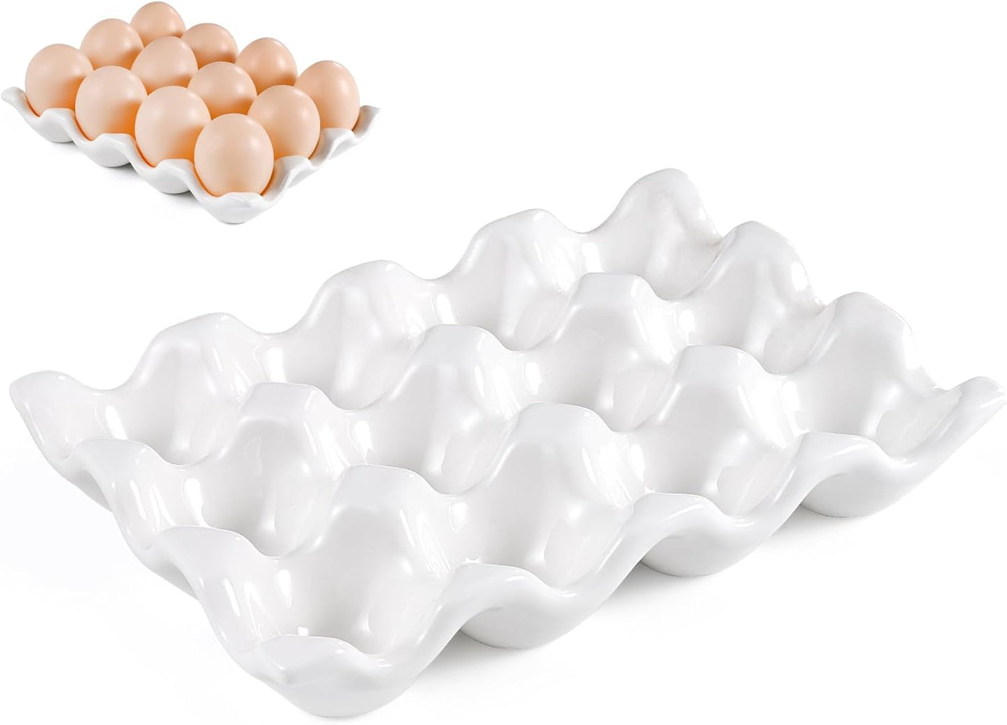 Bandeja cerámica 12 huevos soporte porcelana decorativo