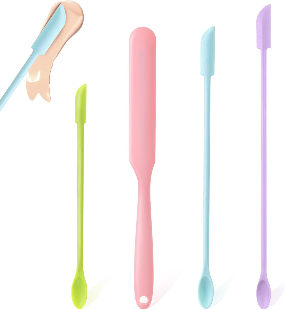 4 Pzas Espátulas Silicona Mini para Cremas y Cosméticos
