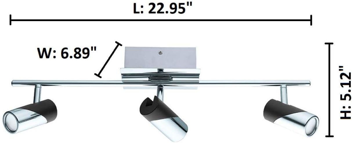 Luz pista LED 3x4.4W acabado cromado y negro set 2