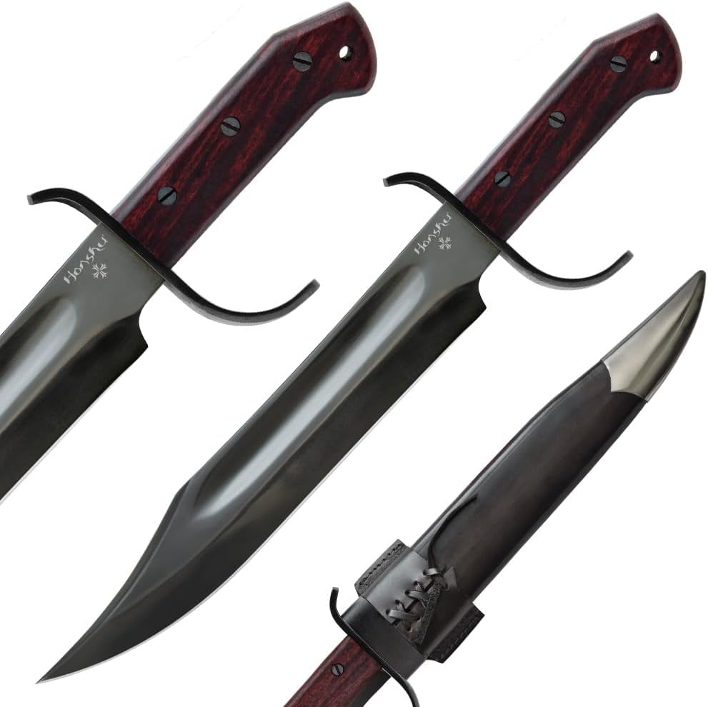 Cuchillo Bowie acero carbono 1075 mango madera 17 3/4pulg