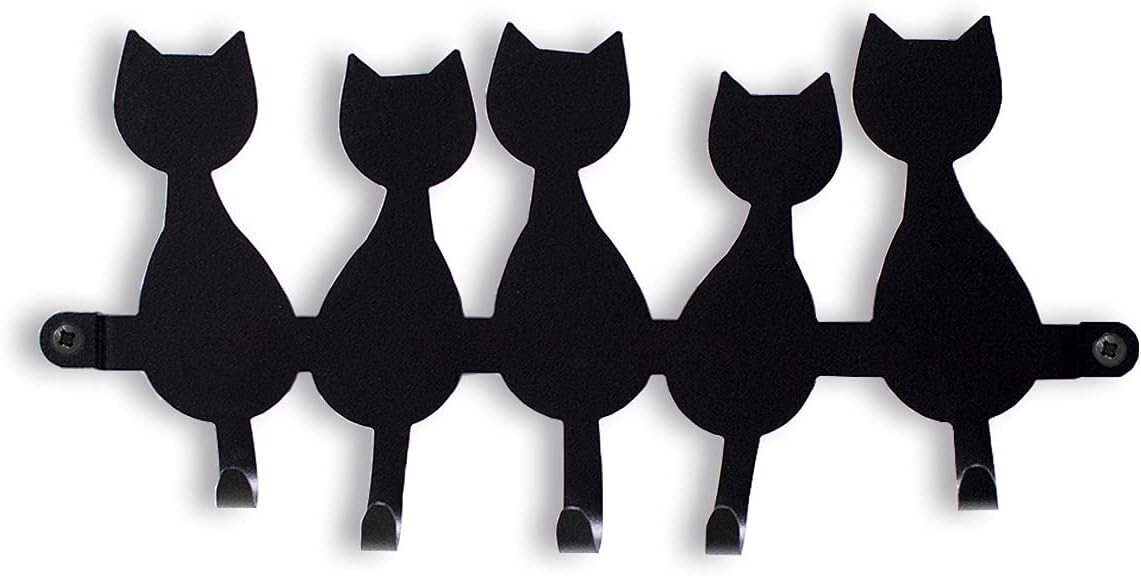 Llavero pared gato 2 ganchos acero diseño divertido