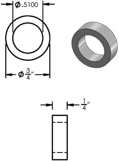 Espaciador aluminio 3/4x1/2 redondo para pernos 1/2 o M12