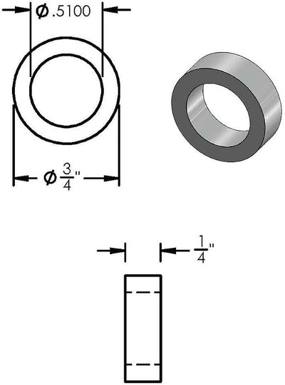Espaciador aluminio 3/4x1/2 redondo para pernos 1/2 o M12