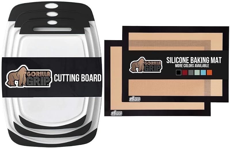 Set 3 Tablas Cortar Silicona para Hornear Negro Reversibles